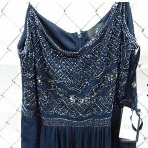 NWT Adrianna Papell Women's Size 12 Navy Blue Sleeveless Bead Bodice Dress